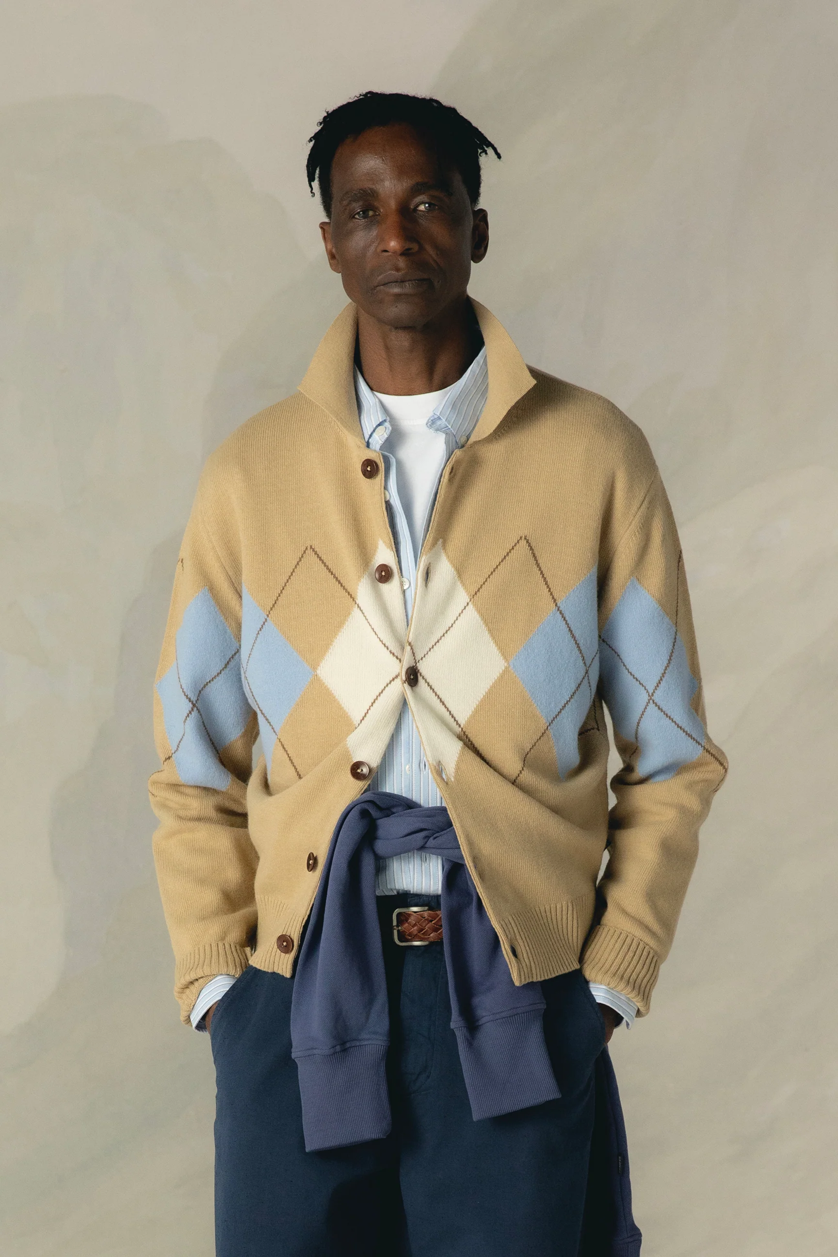 ARGYLE OCHRE CARDIGAN POLO - Image 3