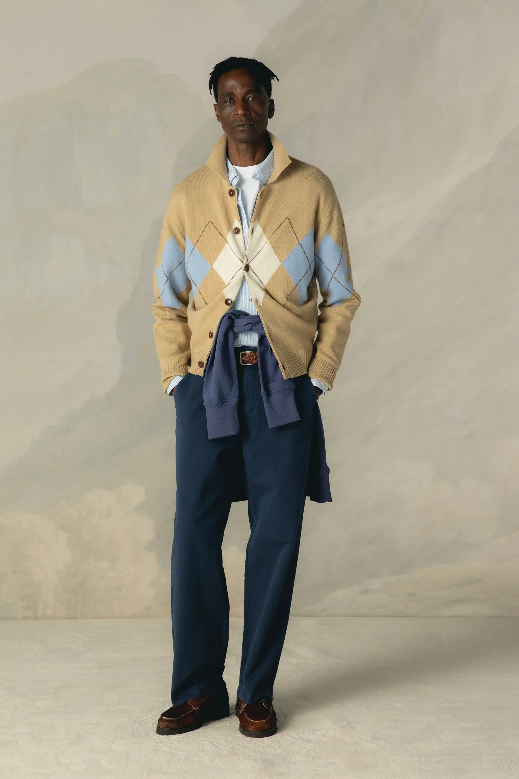 ARGYLE OCHRE CARDIGAN POLO - Image 4