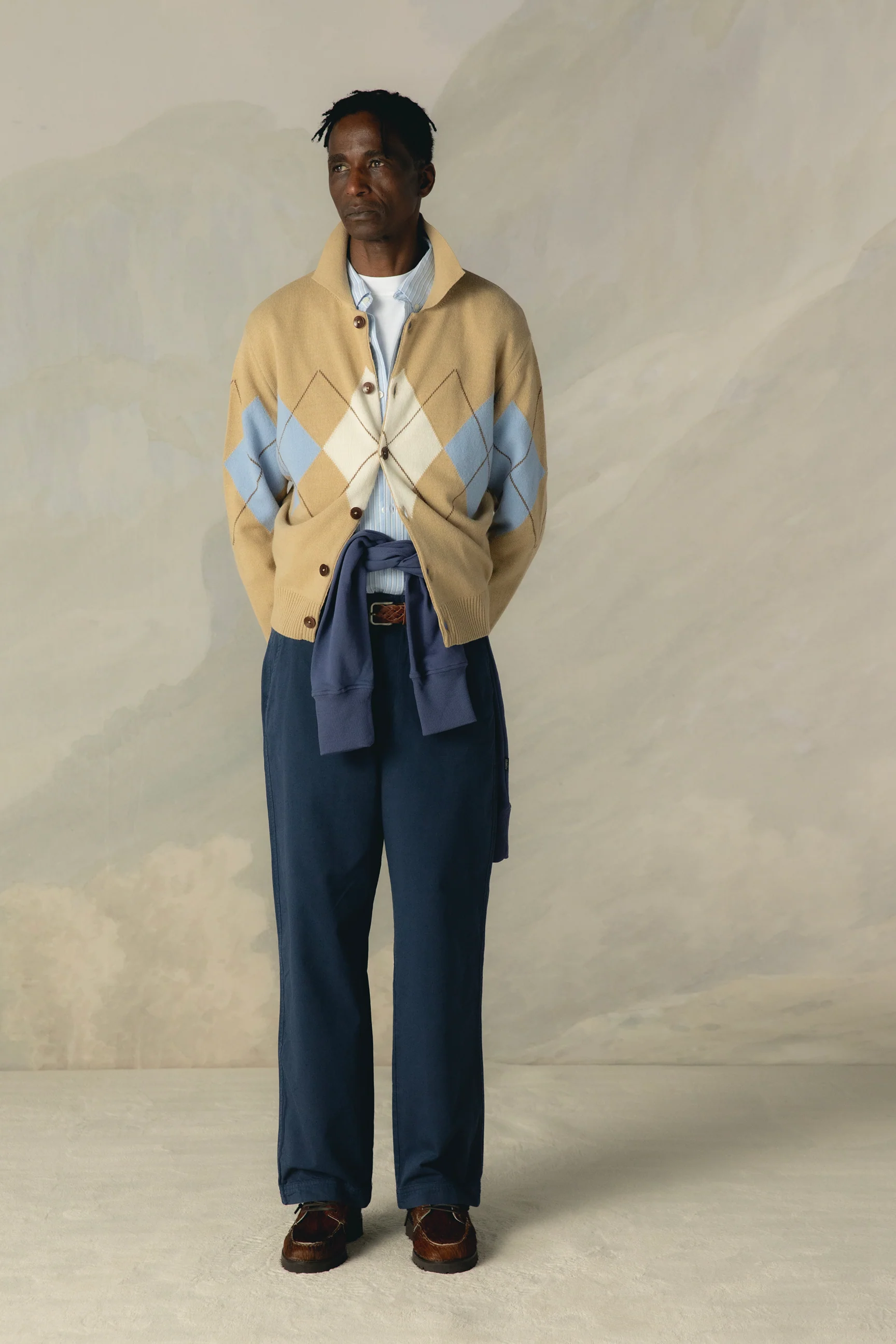 ARGYLE OCHRE CARDIGAN POLO - Image 5